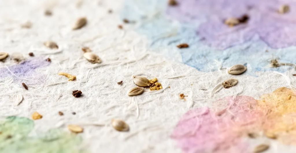 Papier ensemencé avec graines visibles et motifs d'impression délicats pour communication marketing