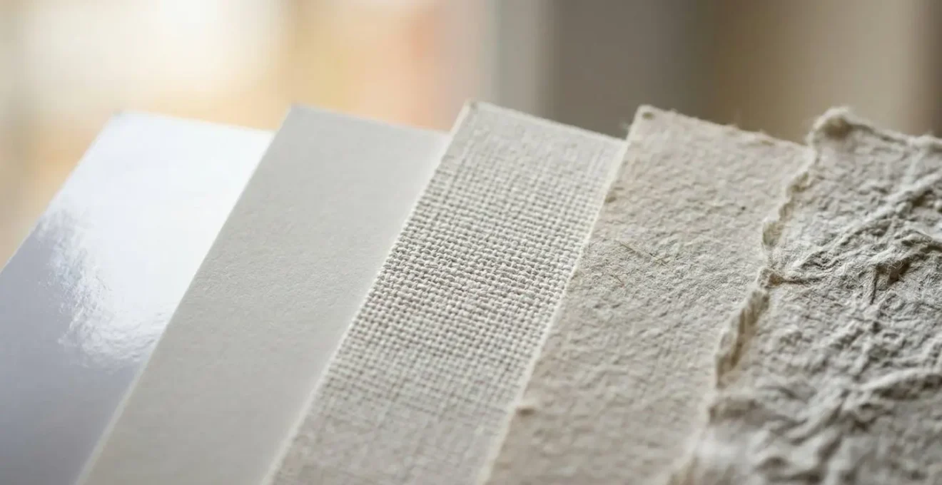 Macro photographie de différentes textures de papier montrant les nuances sensorielles