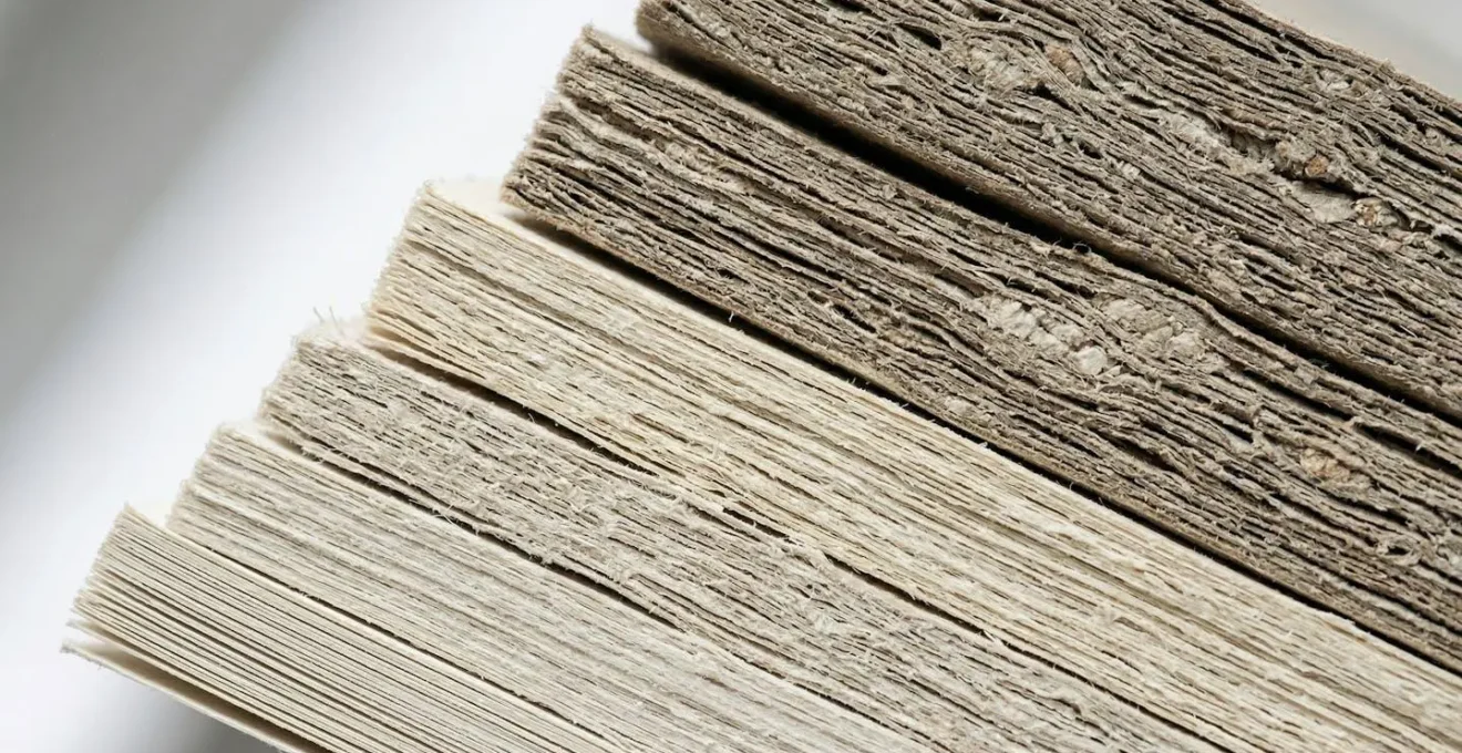 Macro-photographie montrant la différence d'épaisseur entre plusieurs échantillons de papier de grammages différents