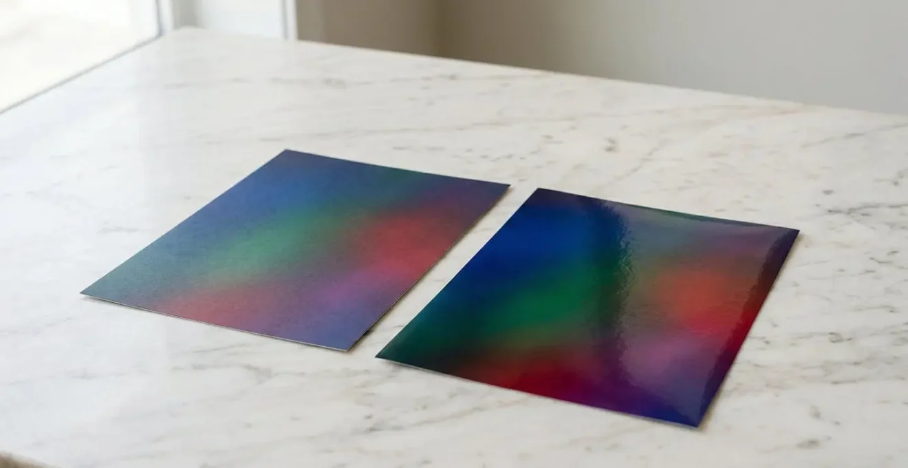 Comparaison côte à côte du rendu des couleurs sur papier mat et brillant