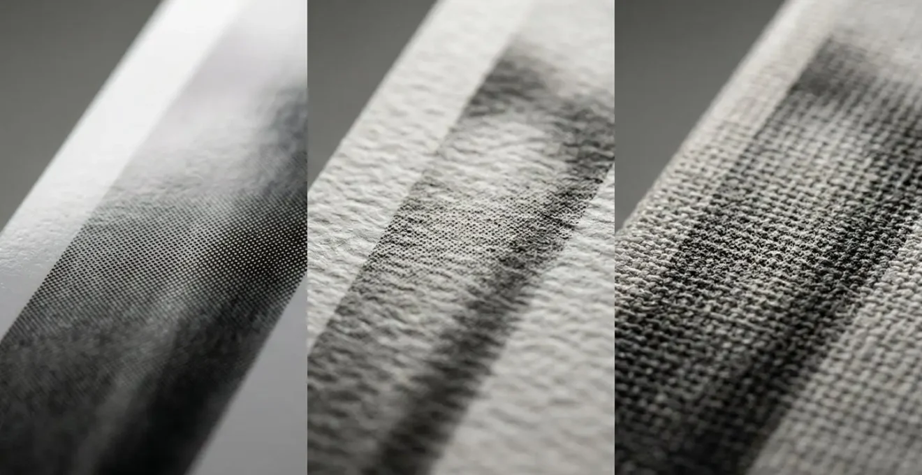 Comparaison visuelle de différentes résolutions d'impression sur papiers texturés