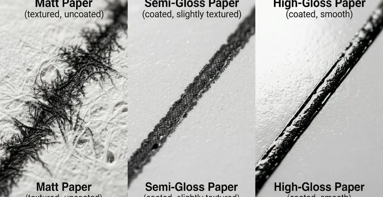 Test comparatif de signatures sur différentes qualités de papier